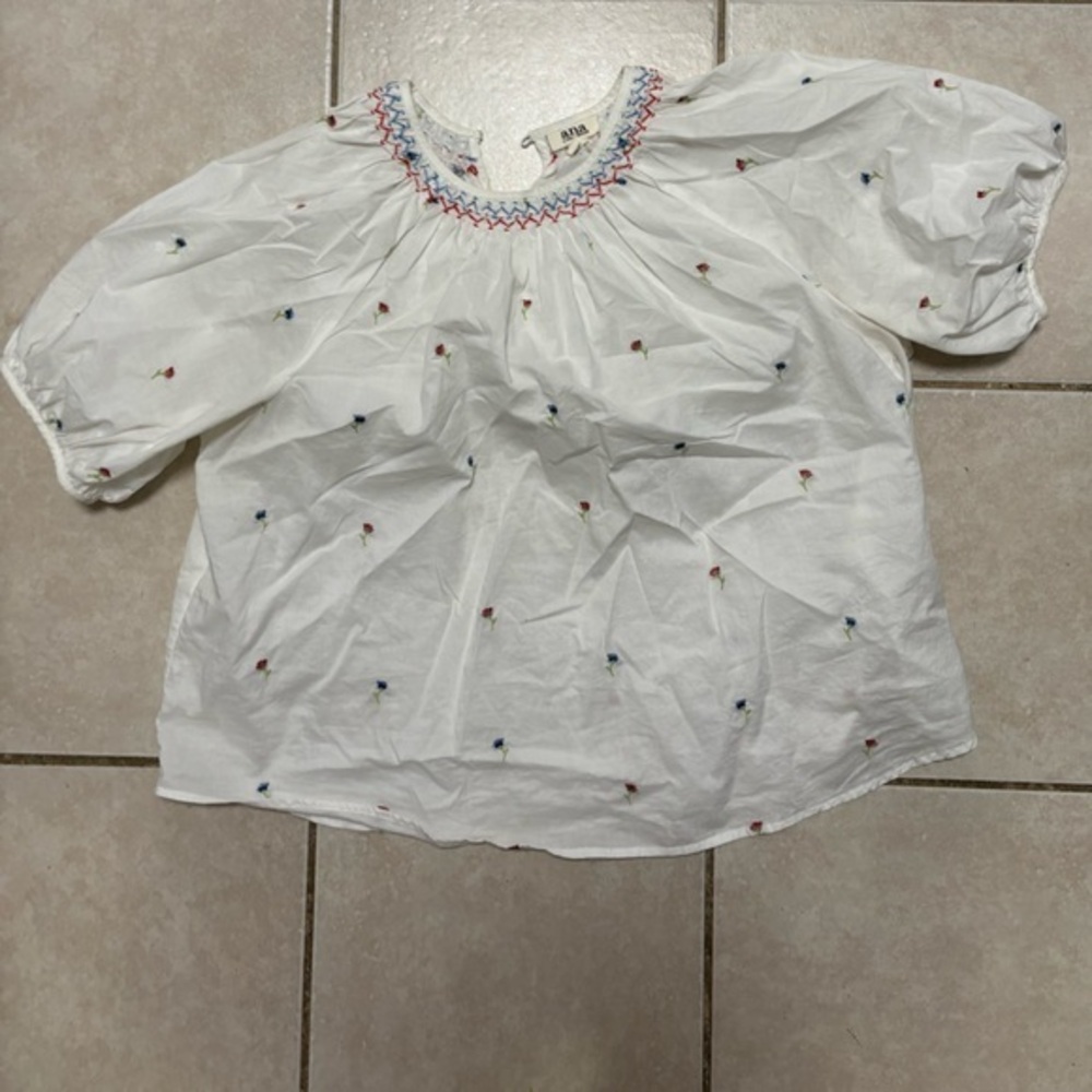 a.n.a White Top Blouse with Colorful Embroidery